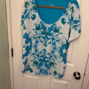 Falls Creek Women's Blue Floral Top 2x